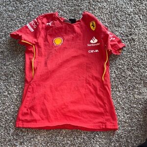 Ferrari Red Kids Racing Tee with Yellow Trim